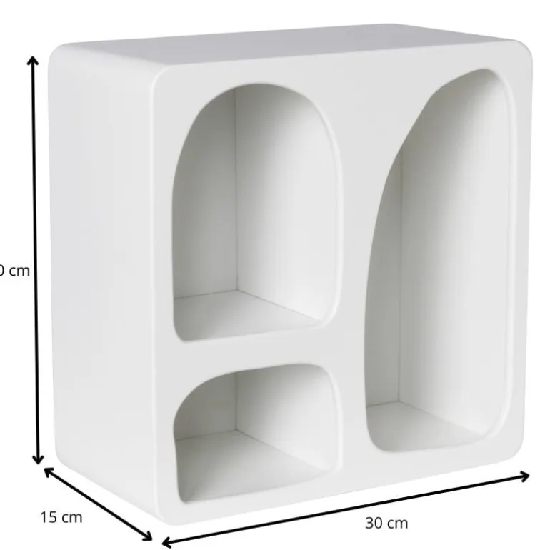 3 vakkenkast Zaha organic - MDF - wit - 30x30x15 cm