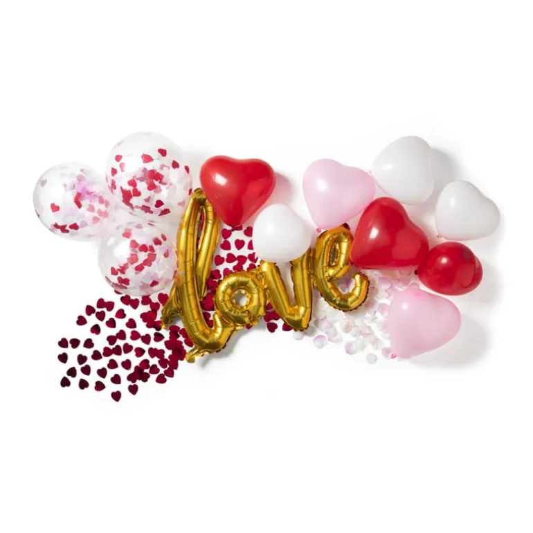 Ballonnen hartvorm - rood/roze - 6 stuks