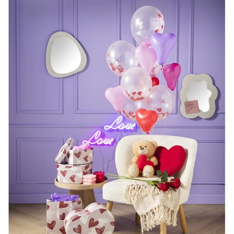 Ballonnen hartvorm - rood/roze - 6 stuks