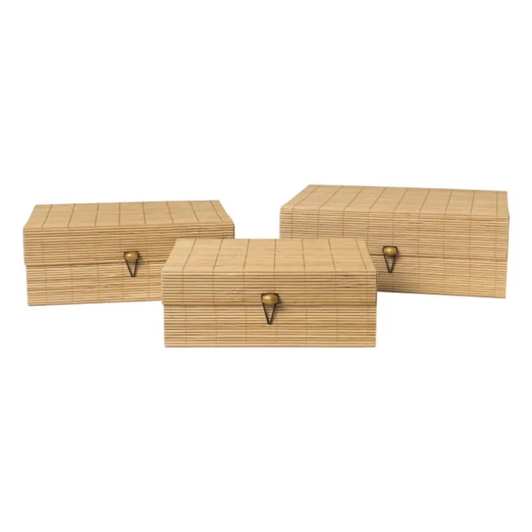 Bamboe kistje met deksel Moos - 10x27x20 cm - naturel