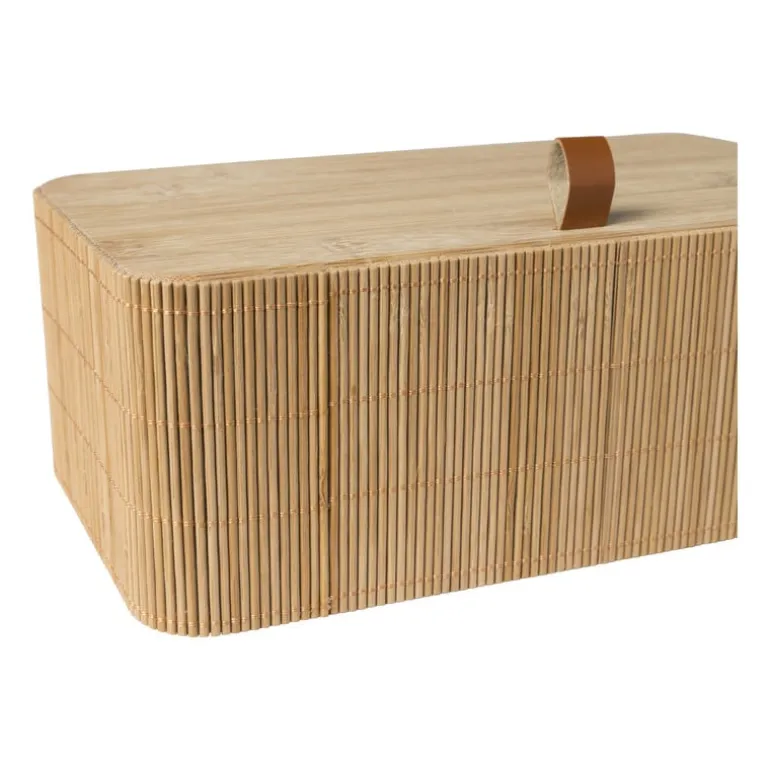 Bamboe kistje met deksel Jesse - 10x27x15.5 cm - naturel