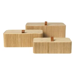 Bamboe kistje met deksel Jesse - 10x27x15.5 cm - naturel