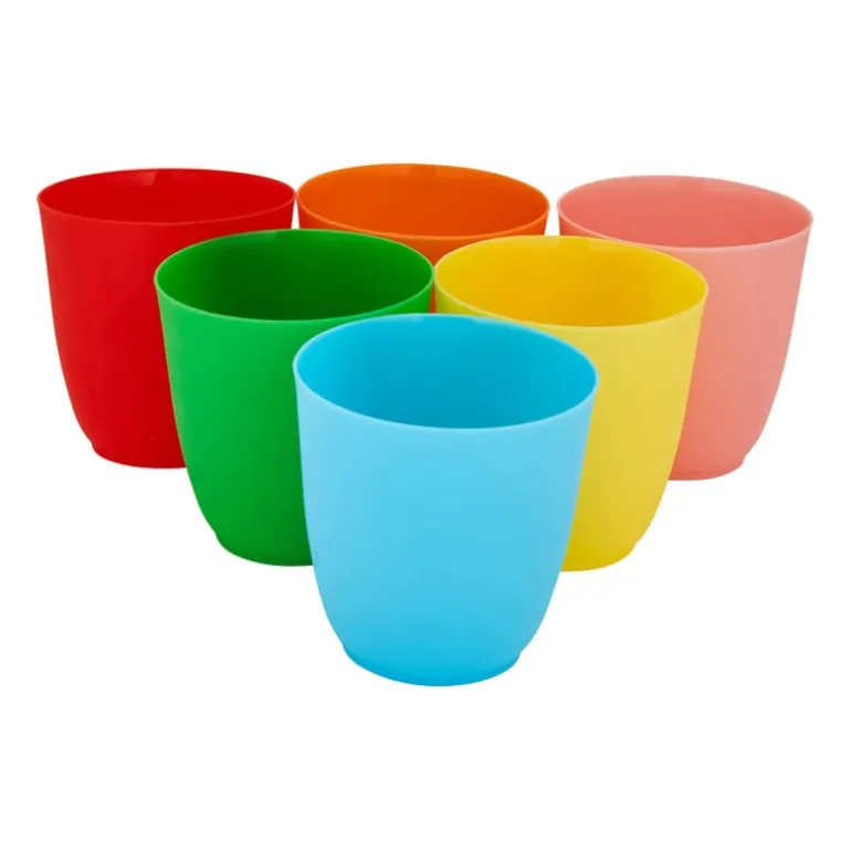 Bekers - multikleur - kunststof - ø8 cm - set van 6