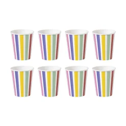 Bekers gestreept - 250 ml - set van 8