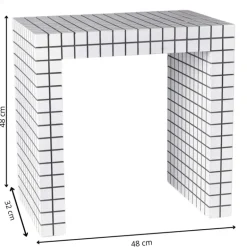 Bijzettafel checks - wit - 48x48x32 cm