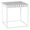 Bijzettafel checks met metalen frame - wit - 36x36x36 cm
