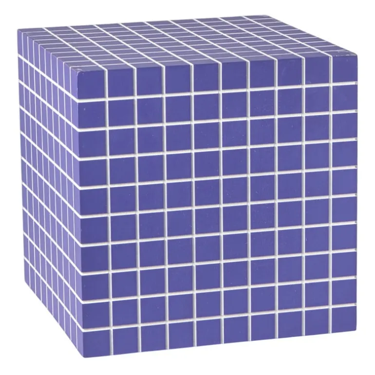 Bijzettafel kubus checks - paars - 30x30x30 cm