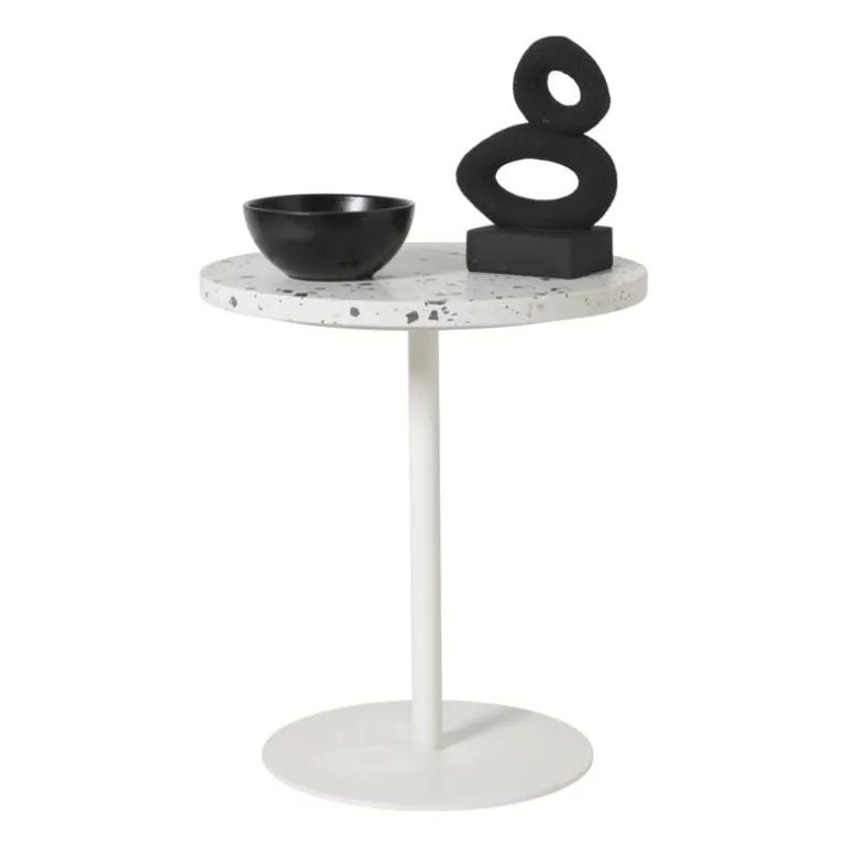 Bijzettafel Terrazzo - wit - ø40x45 cm