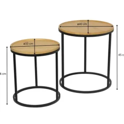Bijzettafels Bamboe - MDF/metaal - set van 2