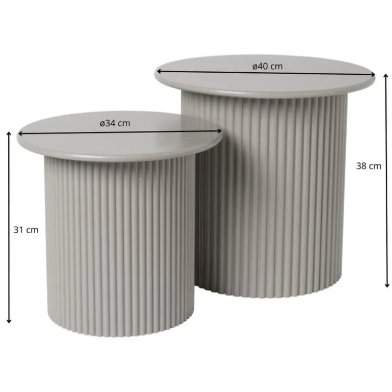 Bijzettafels Oslo - grijs - set van 2