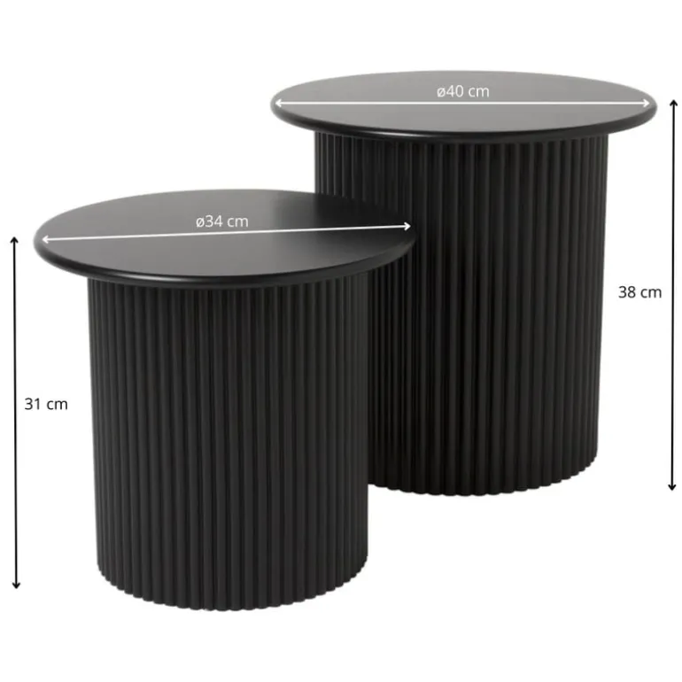 Bijzettafels Oslo - zwart - set van 2