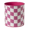 Bloempot geblokt groot - roze - ø13x14 cm