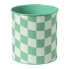 Bloempot geblokt klein - groen - ø12x13 cm