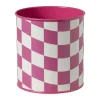Bloempot geblokt klein - roze - ø12x13 cm