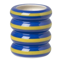 Bloempot rib groot - blauw/geel - ø9.5x11 cm