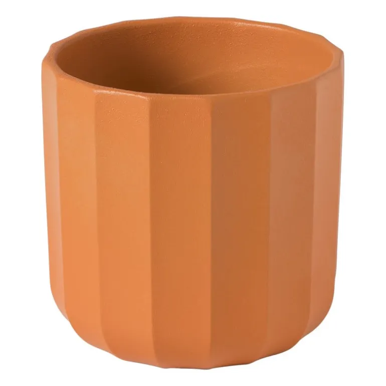 Bloempot streep - rood - ø11.5x11 cm