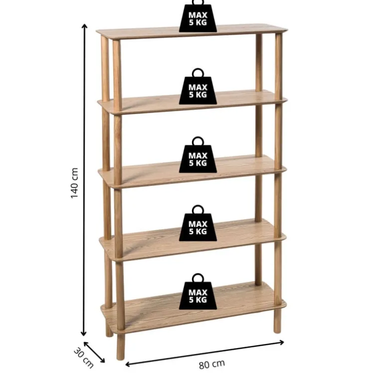 Boekenkast Scandi - naturel - 140x80x30 cm