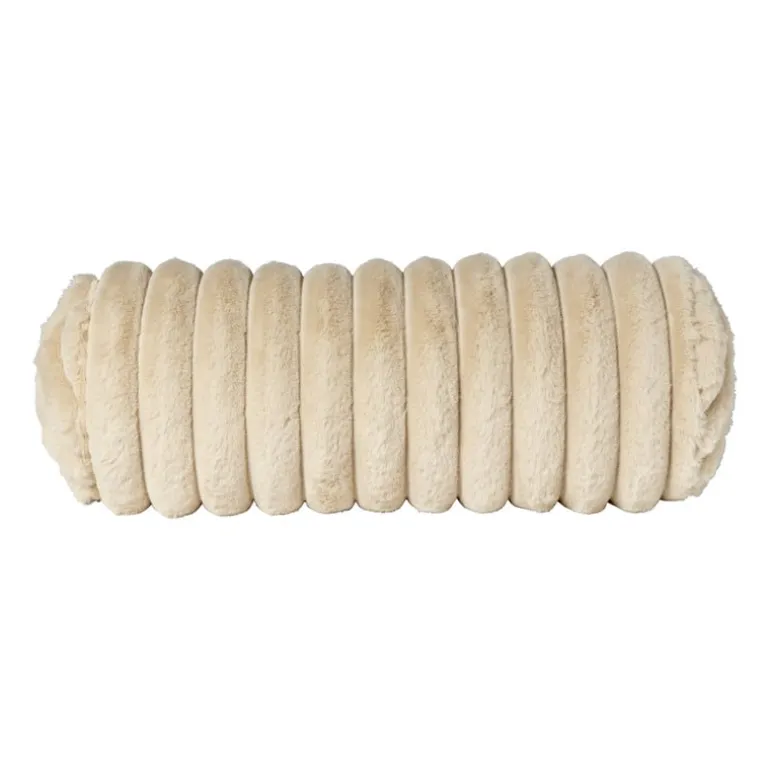 Bolster kussen rib - beige - ø15x45 cm