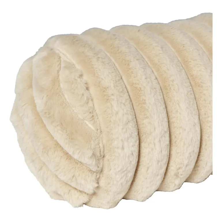 Bolster kussen rib - beige - ø15x45 cm
