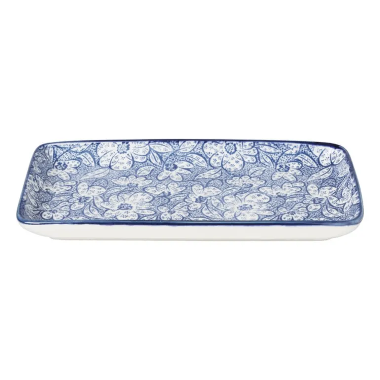 Bord blue print - botanic - 20x11 cm
