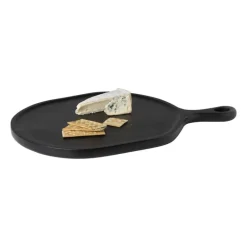 Borrelplank organisch - acaciahout - zwart - 40x58 cm