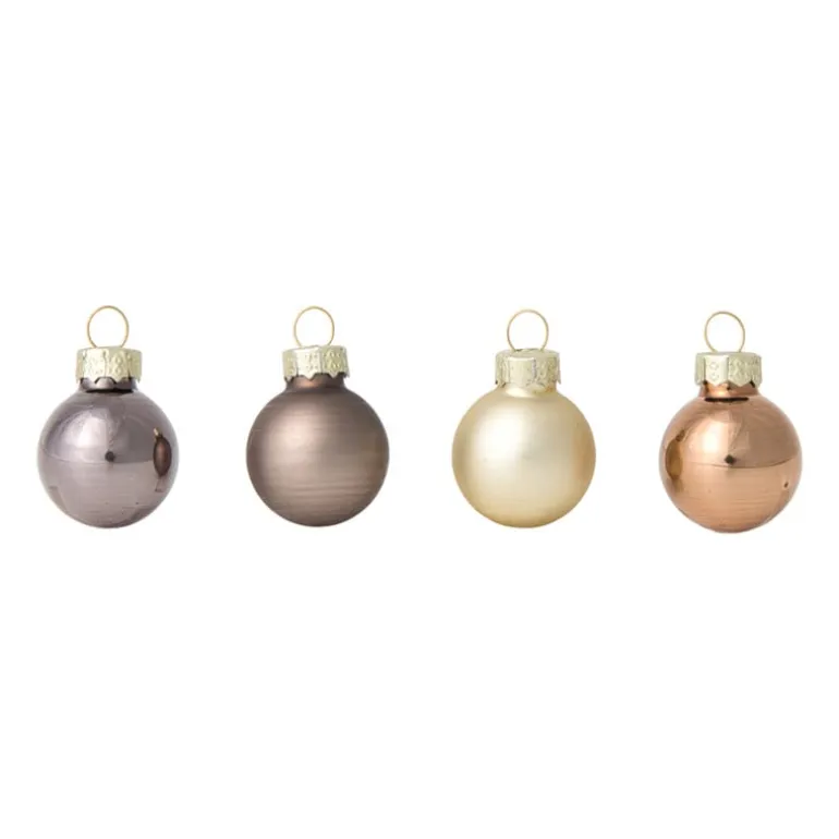 Box met kerstballen - bruin - ø2.5 cm - set van 16