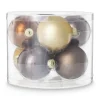 Box met kerstballen - bruin - ø7 cm - set van 8