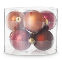 Box met kerstballen - rood - ø7 cm - set van 8