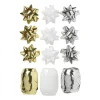 Cadeaulinten en strikken mix - goud/zilver/wit - set van 12