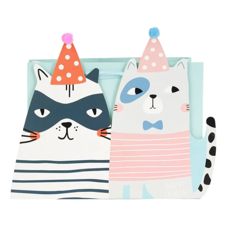 Cadeautasje cats - blauw - 18x21 cm