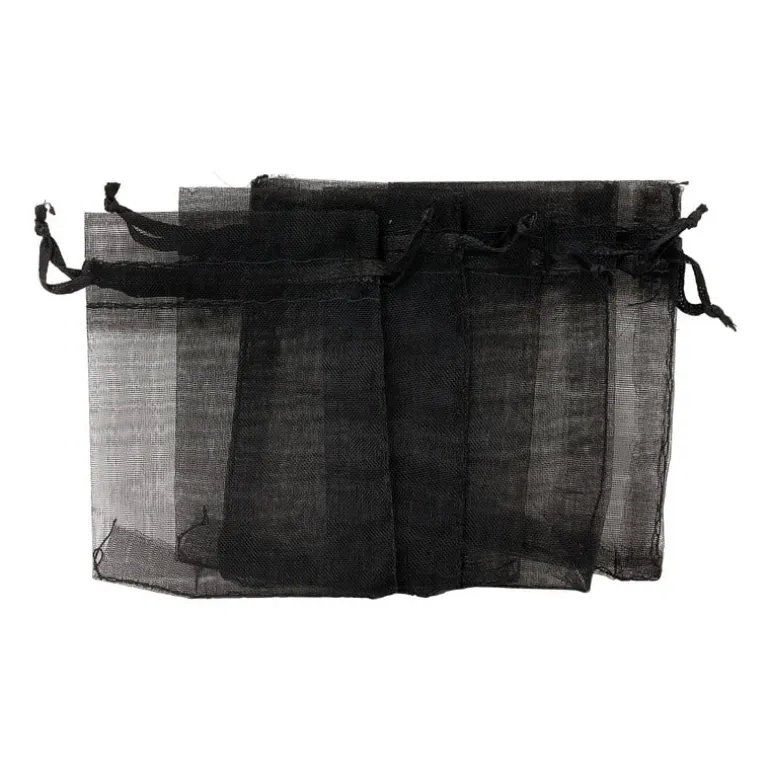 Cadeauzakjes organza - zwart - 5 stuks