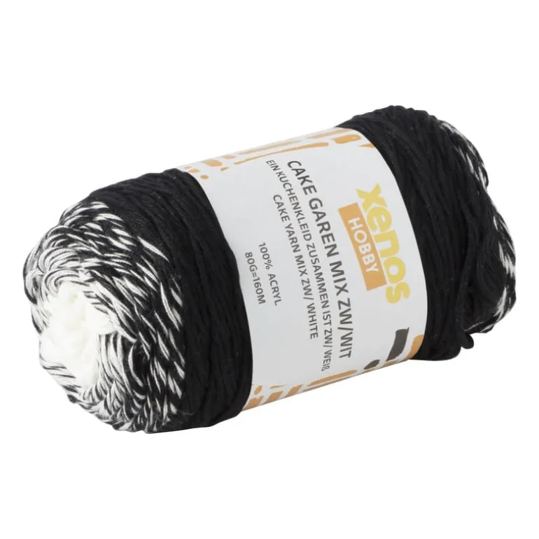 Cake garen mix - zwart/wit - 80 gram - 160 meter