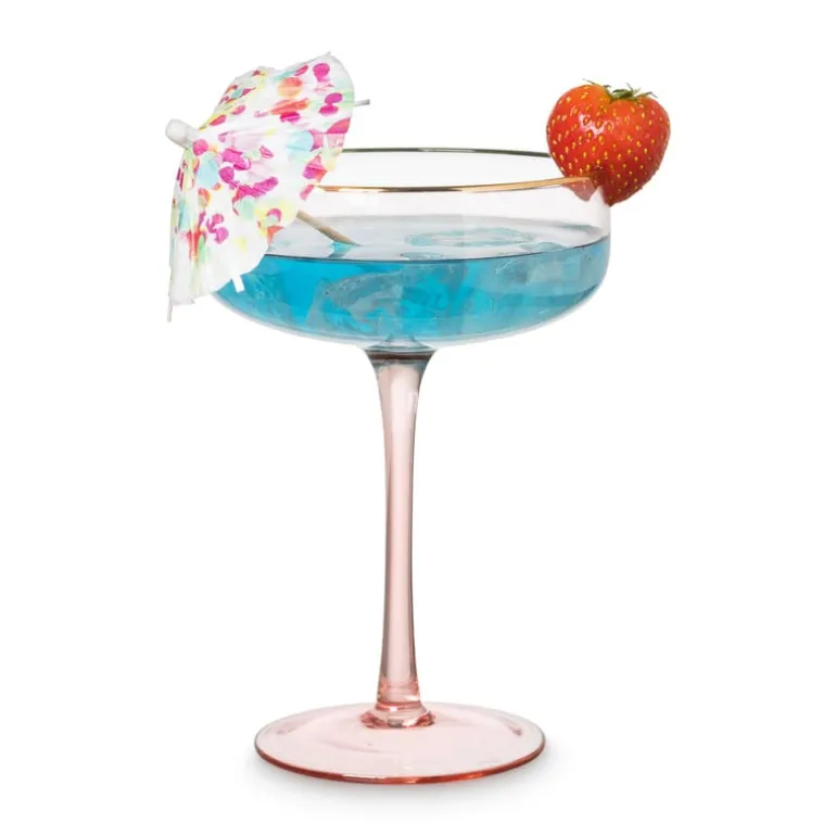 Champagnecoupe gouden rand - roze - 220 ml