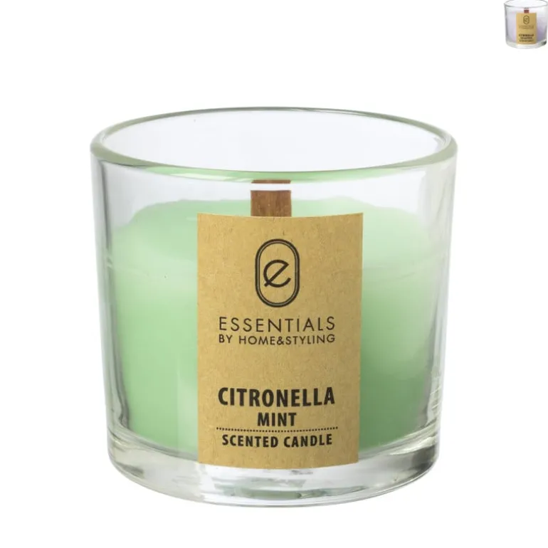 Citronella kaars in glas - diverse varianten - ø8x7.5 cm