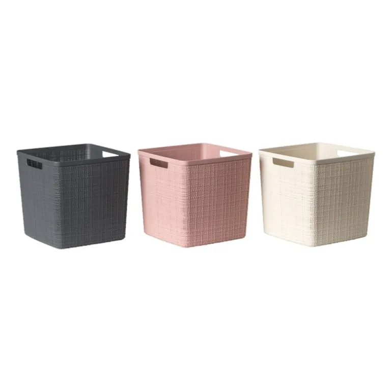 Curver jute opbergmand cube - 17 liter - grijs