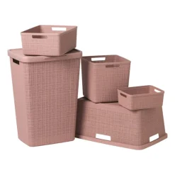 Curver jute opbergmand cube - 17 liter - roze