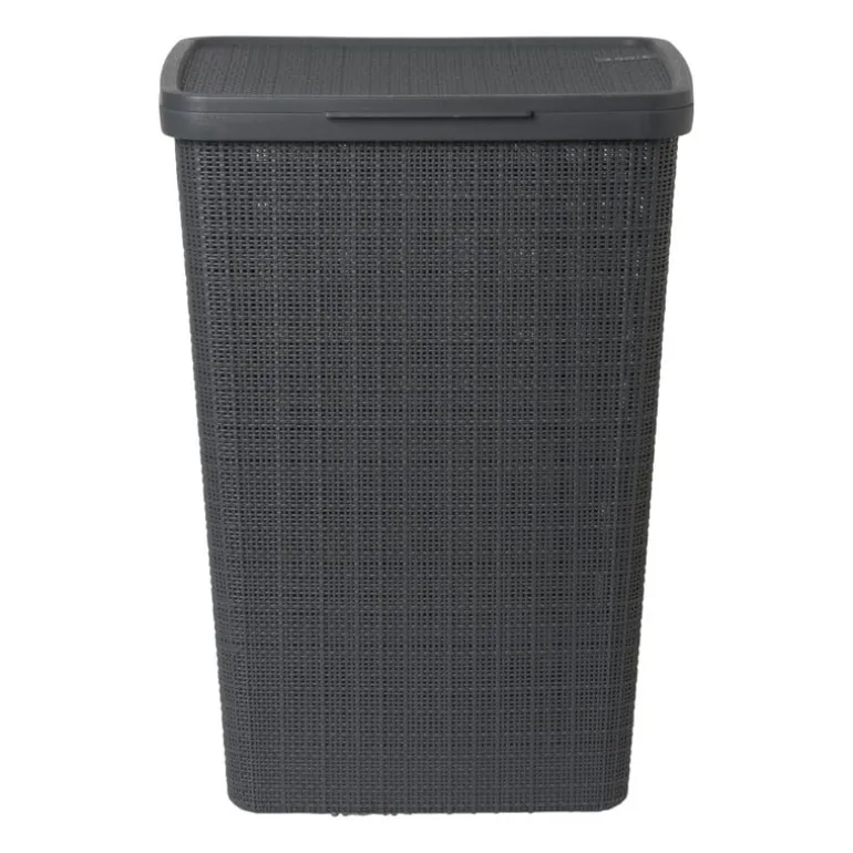 Curver jute wasmand met deksel - 58 liter - grijs