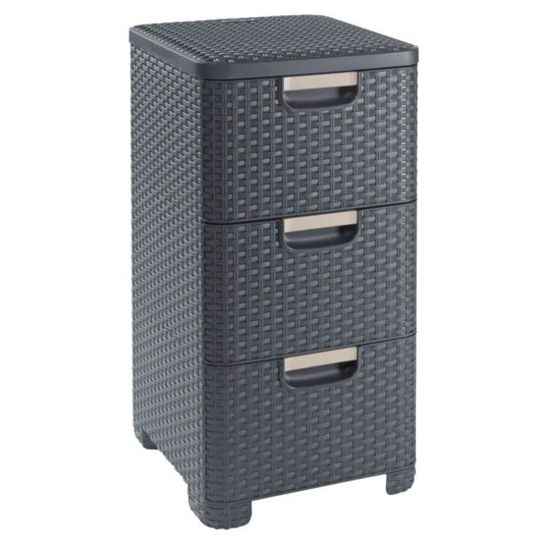 Curver ladeblok met 3 lades - grijs - 60x27.8x32.8 cm