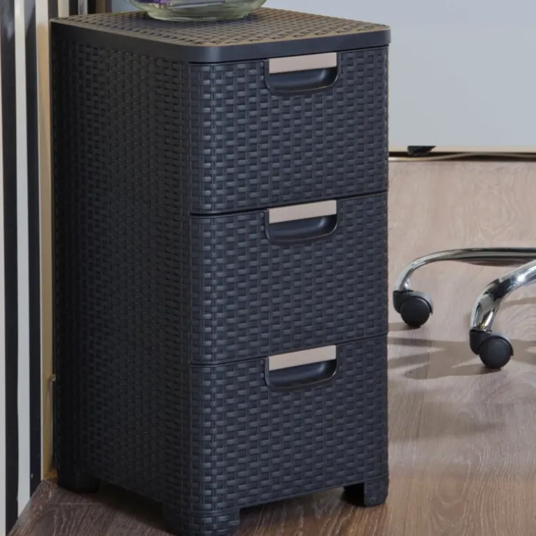 Curver ladeblok met 3 lades - grijs - 60x27.8x32.8 cm