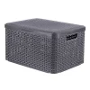 Curver opbergmand met deksel groot - grijs - 23x44x33 cm