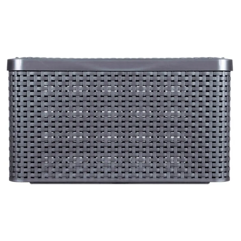 Curver opbergmand met deksel groot - grijs - 23x44x33 cm