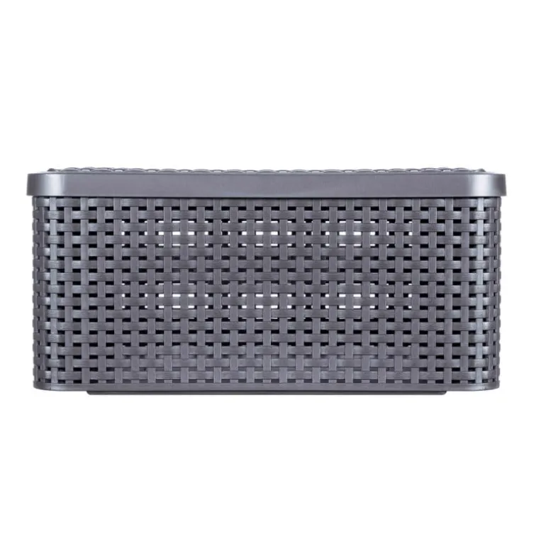 Curver opbergmand met deksel middel - grijs - 19x40x29 cm