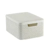 Curver opbergmand met deksel middel - wit - 19x40x29 cm