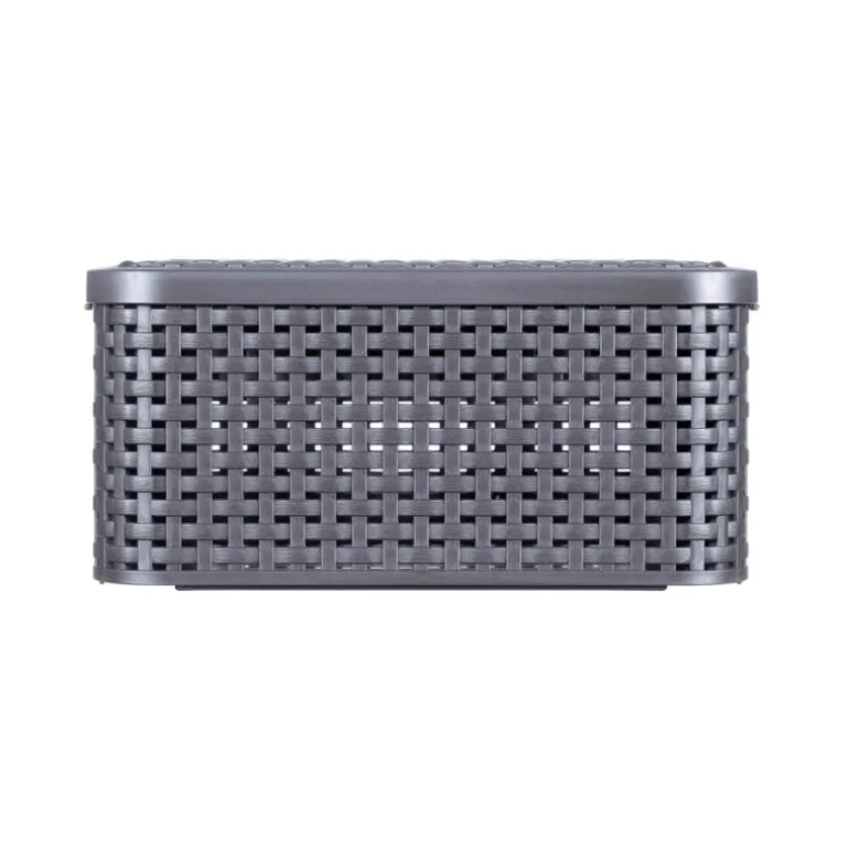 Curver opbergmand met deksel klein - grijs - 13x29x19 cm