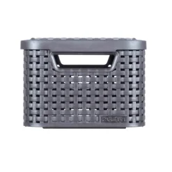 Curver opbergmand met deksel klein - grijs - 13x29x19 cm