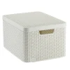 Curver opbergmand met deksel groot - wit - 23x44x33 cm