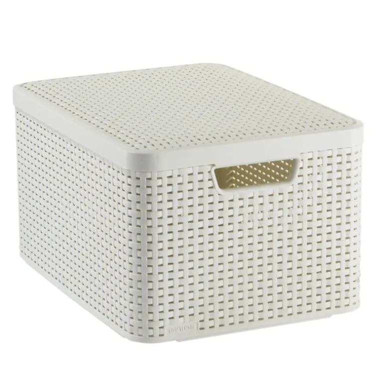 Curver opbergmand met deksel groot - wit - 23x44x33 cm