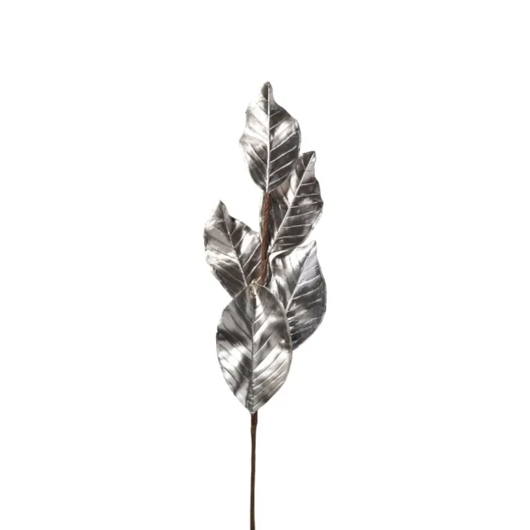 Deco blad - zilver - 77 cm