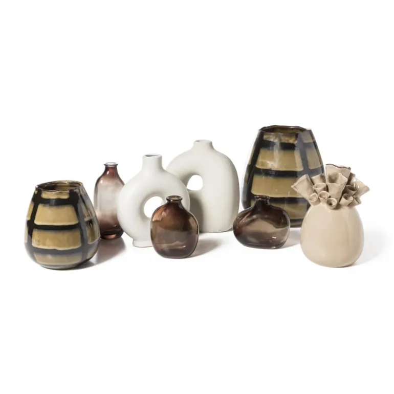 Decoratie vaas keramiek koraal - beige - 12.5x9x17 cm