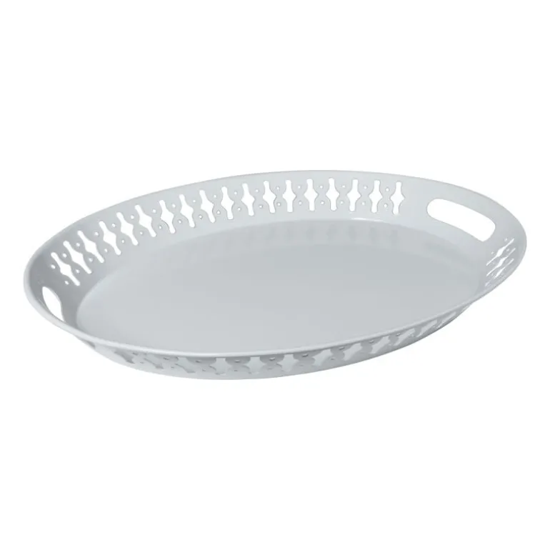 Dienblad metaal - wit - 42x33,5x4,5 cm
